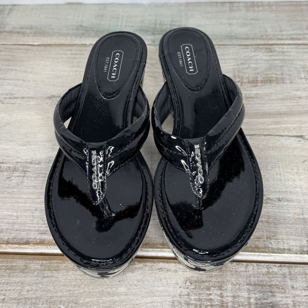Coach Black and Gray Platform Sandals - Picture 2 of 10